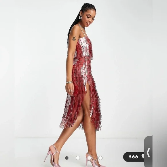 knee length dresses for ladies Asos Design Shirred Bunny Tie Prom Midi Dress In Rose Pink